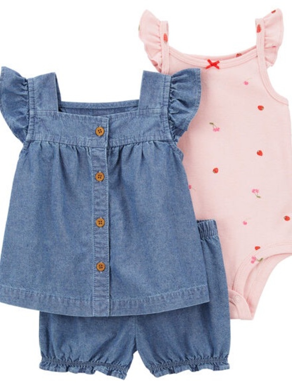 CARTER’S - Baby 3-Piece Cherry Chambray Little Short Set